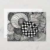 Schwarz-Weiß-Zen-Doodle Zeichnend Postkarte (Vorne/Hinten)