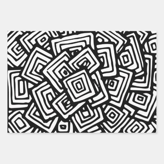 Schwarz-Weiß-Zendoodle-Muster Geschenkpapier Set (Vorderseite 3)