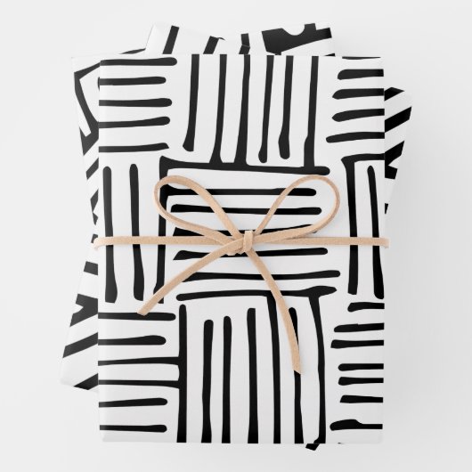 Schwarz-Weiß-Zendoodle-Muster Geschenkpapier Set (Beispiel)