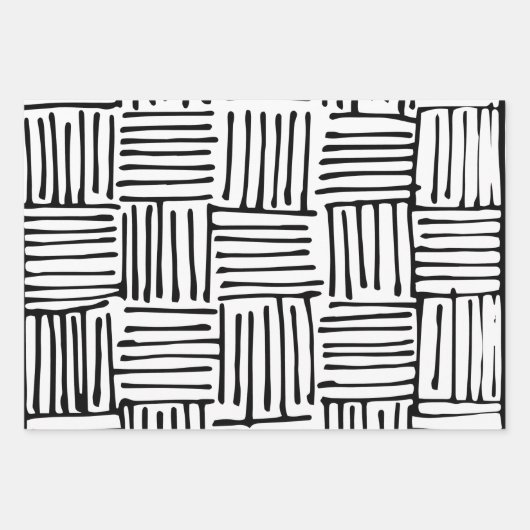 Schwarz-Weiß-Zendoodle-Muster Geschenkpapier Set (Vorderseite)