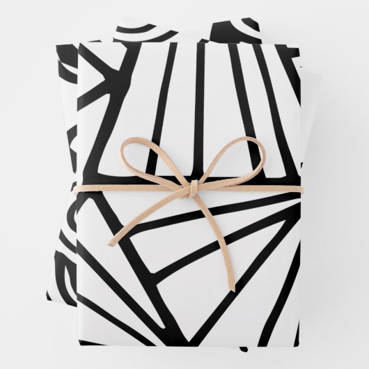 Schwarz-Weiß-Zendoodle-Muster Geschenkpapier Set (Beispiel)