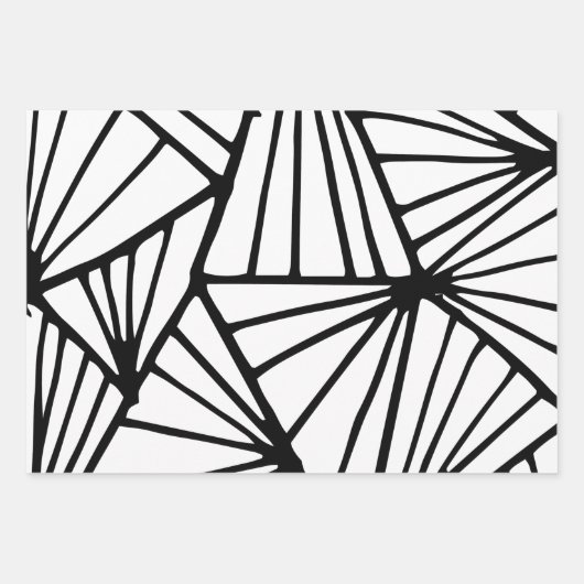 Schwarz-Weiß-Zendoodle-Muster Geschenkpapier Set (Vorderseite)