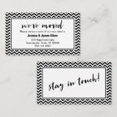 Schwarz-Weiß-Zickzack Einsteckkarte "We ve Moved" Begleitkarte (Vorne/Hinten)