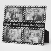 Schwarz-Weiß-Zickzack FotoCollage Vatertag Fotoplatte (Seite)