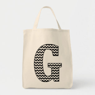 Schwarz-Weiß-Zickzack "G"-Monogramm-Totbeutel Tragetasche