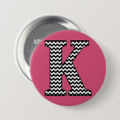 Schwarz-Weiß-Zickzack "K"-Monogramm Button (Vorne & Hinten)