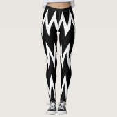 Schwarz-Weiß-Zickzack Leggings (Vorderseite)
