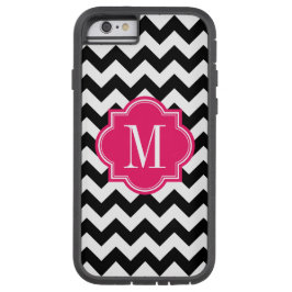 Schwarz-Weiß-Zickzack mit Hot-Pink-Monogramm Case-Mate iPhone Hülle