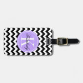 Schwarz-Weiß-Zickzack mit Lilac Monogramm Gepäckanhänger (Vorderseite horizontal)