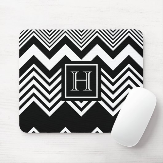 Schwarz-Weiß-Zickzack Mousepad (Mit Mouse)