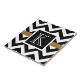 Schwarz-Weiß-Zickzack Muster Fliese (Seite)