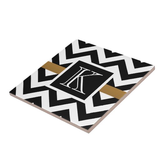 Schwarz-Weiß-Zickzack Muster Fliese (Seite)