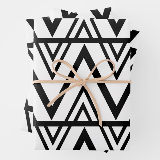 Schwarz-Weiß-Zickzack Muster Geschenkpapier Set (Beispiel)