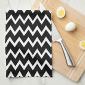 Schwarz-Weiß-Zickzack Muster Geschirrtuch (Viertel Falte)
