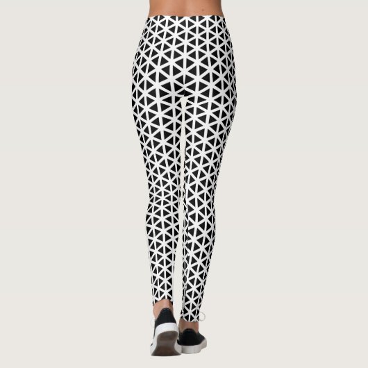 Schwarz-Weiß-Zickzack Muster Leggings (Rückseite)