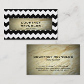 Schwarz-Weiß-Zickzack Muster-Marmor Visitenkarte (Vorne/Hinten)