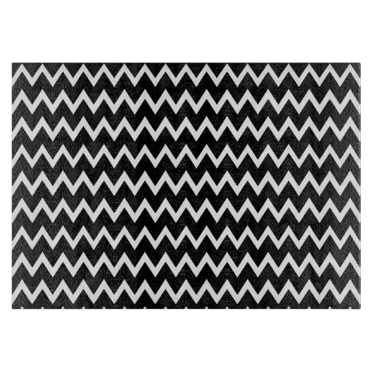 Schwarz-Weiß-Zickzack Muster Schneidebrett (Vorderseite)