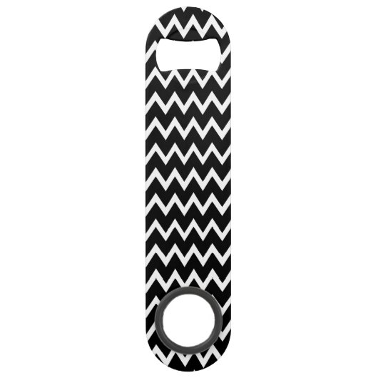 Schwarz-Weiß-Zickzack Muster Speed Flaschenöffner (Vorderseite)