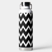 Schwarz-Weiß-Zickzack Muster Trinkflasche (Rückseite)