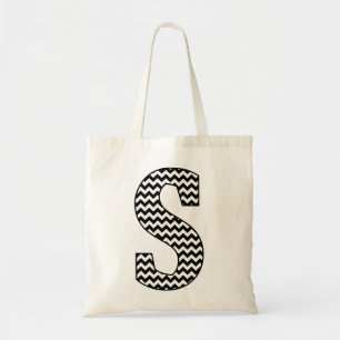 Schwarz-Weiß-Zickzack S-Monogramm-Totbeutel Tragetasche