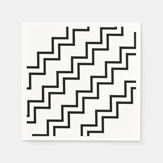 Schwarz weiß Zickzack Serviette (Vorderseite)