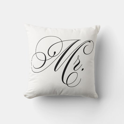 Schwarz-Weiß-Zickzack Streifen "Mr." Kissen (Vorderseite)