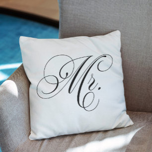 Schwarz-Weiß-Zickzack Streifen "Mr." Kissen