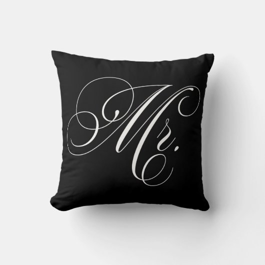 Schwarz-Weiß-Zickzack Streifen "Mr." Kissen (Vorderseite)