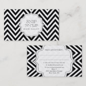 Schwarz-Weiß-Zickzack Strickkarten Terminkarte (Vorne/Hinten)