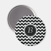 Schwarz-Weiß Zickzack Zig Zag Retro Eleganz Magnet (Vorderseite/Rückseite)