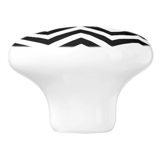 Schwarz-Weiß-Zickzack ZigZag-Muster Keramikknauf (Seitenansicht)