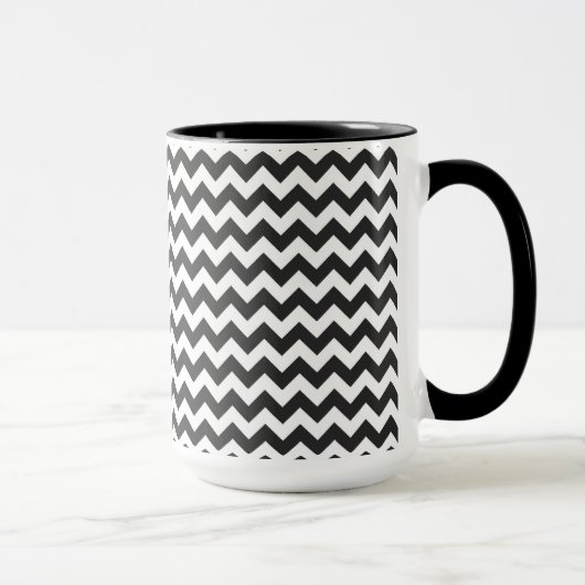 Schwarz-Weiß-Zickzack Zigzag-Muster Tasse (Rechts)
