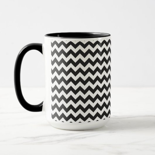 Schwarz-Weiß-Zickzack Zigzag-Muster Tasse (Links)
