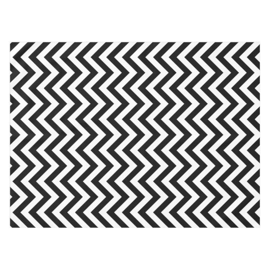 Schwarz-Weiß-Zickzack ZigZag-Muster Tischdecke (Vorderseite (Horizontal))