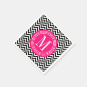 Schwarz/Weiß Zickzack Zigzag Personalisiert Monogr Serviette (Ecke)