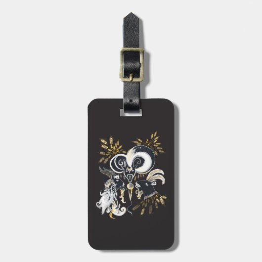 Schwarz-Weiß-Ziegenfarbe Gepäckanhänger (Vorderseite vertikal)