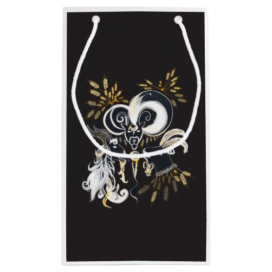 Schwarz-Weiß-Ziegenfarbe Kleine Geschenktüte (Rückseite)