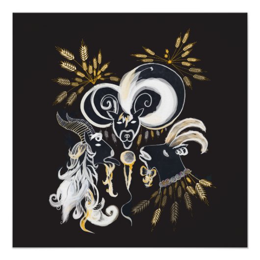 Schwarz-Weiß-Ziegenfarbe Poster (Vorderseite)