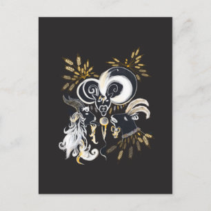 Schwarz-Weiß-Ziegenfarbe Postkarte