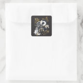 Schwarz-Weiß-Ziegenfarbe Quadratischer Aufkleber (Tasche)