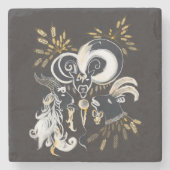 Schwarz-Weiß-Ziegenfarbe Steinuntersetzer (Vorderseite)