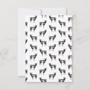 Schwarz-Weiß-Ziegenmuster Vintage-hübsche Ziegenku Dankeskarte