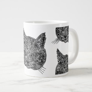 Schwarz-Weiß-Zierkatzen-Portrait Jumbo-Tasse