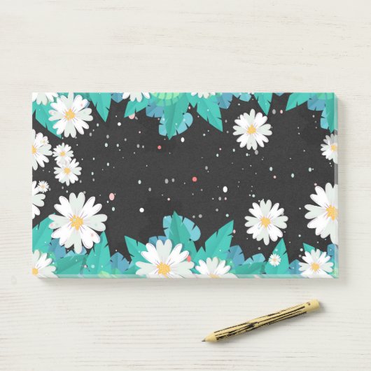 Schwarz-Weiß-Zierrahmen Post-it Klebezettel (Auf Schreibtisch)