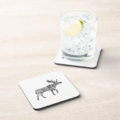 Schwarz-Weiß-Zierwandern Elche Silhouette Getränkeuntersetzer (Rechte Seite)