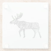 Schwarz-Weiß-Zierwandern Elche Silhouette Glasuntersetzer (Rückseite)