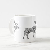Schwarz-Weiß-Zierwandern Elche Silhouette Kaffeetasse (Vorderseite Links)