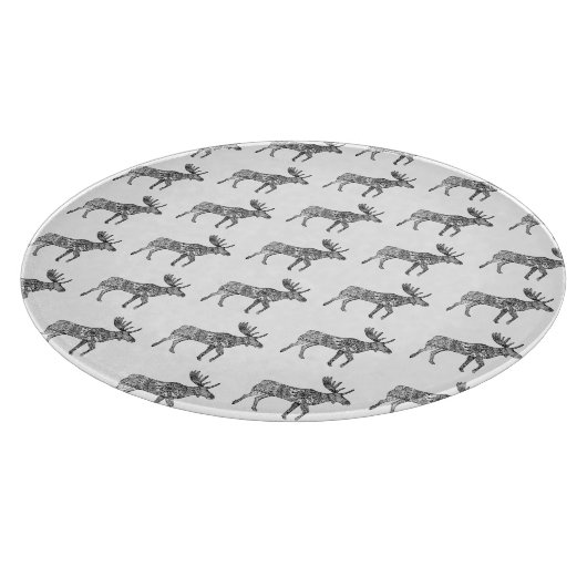 Schwarz-Weiß-Zierwandern Elche Silhouette Schneidebrett (Ecke)