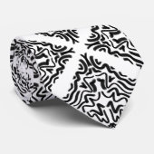 Schwarz-Weiß Zig Zag Wavy Muster Abstrakte Kunst Krawatte (Gerollt)