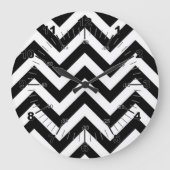 Schwarz-Weiß-Zig-Zags Große Wanduhr (Vorderseite)